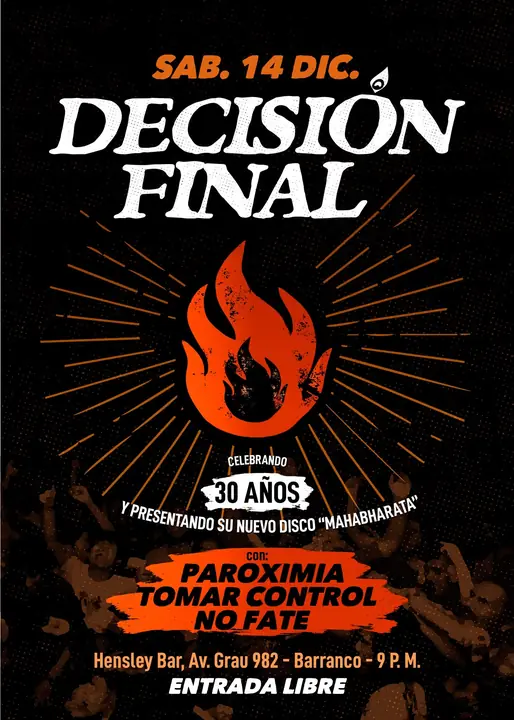Flyer No Fate - 14 de diciembre de 2019